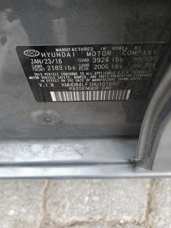 2017 Hyundai Elantra VIN KMHD84LF1HU101680 Copart auction photo, front end damage thumbnail 13