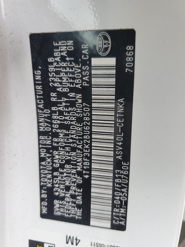 2011 Toyota Camry VIN 4T1BF3EK2BU628507 Copart auction photo, front end damage thumbnail 14