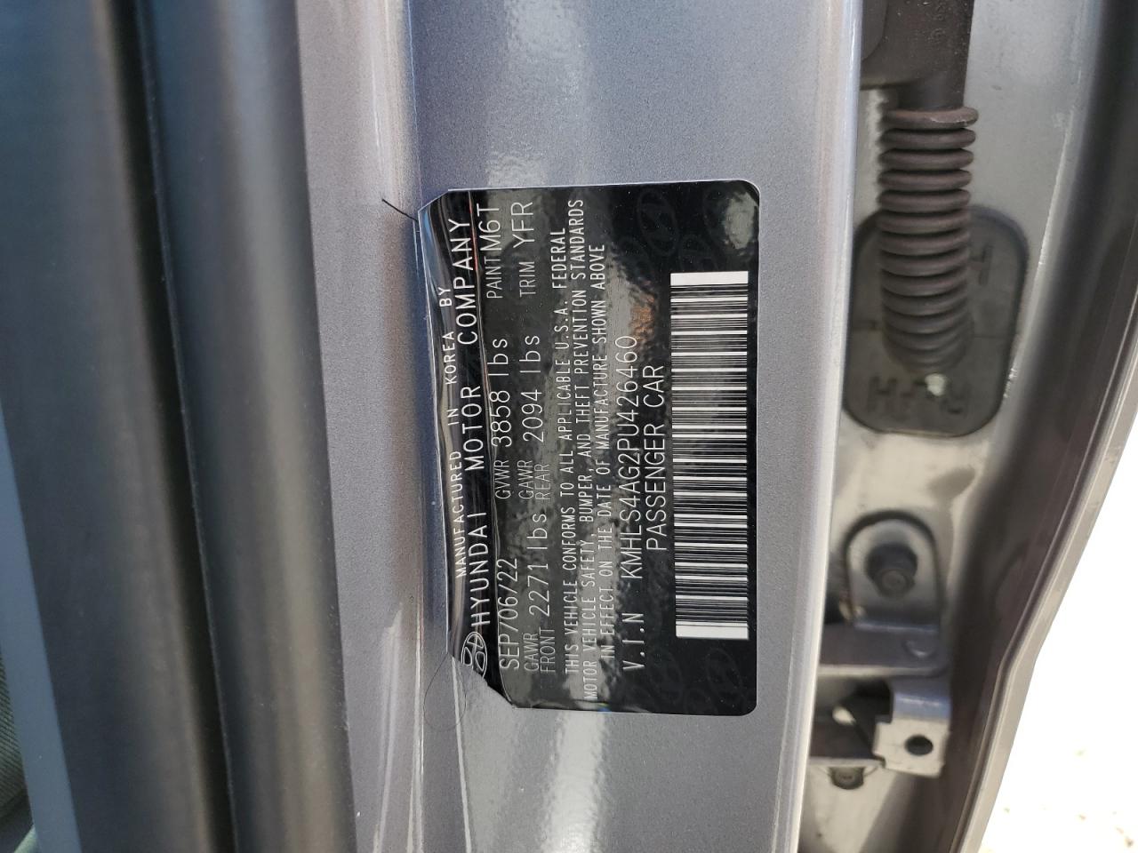 2023 Hyundai Elantra VIN KMHLS4AG2PU426460 Copart auction photo, side damage thumbnail 15