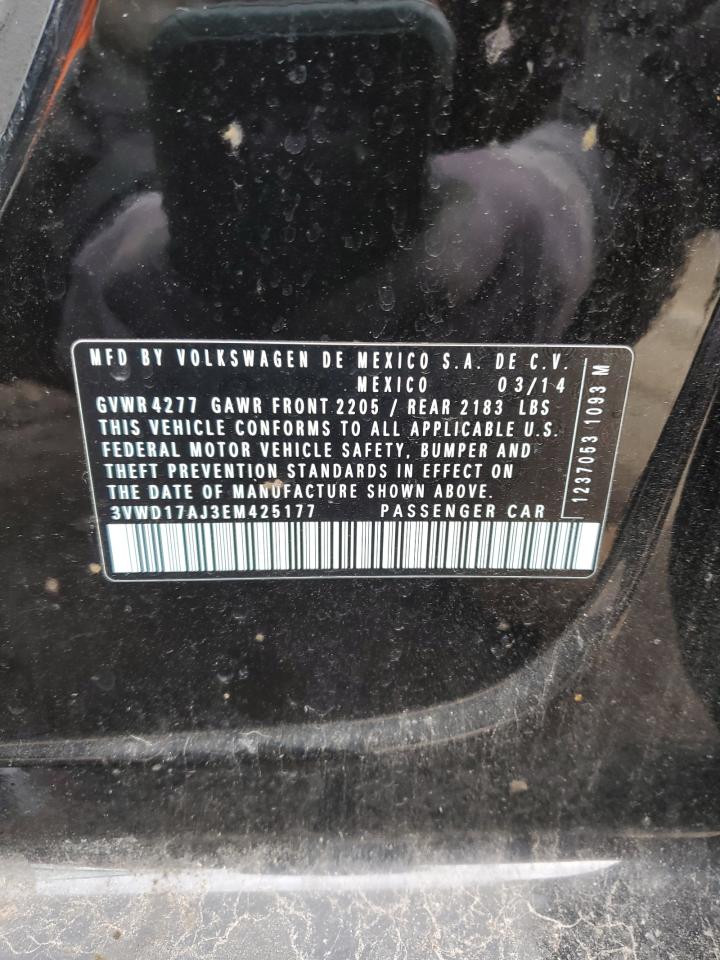 2014 Volkswagen Jetta VIN 3VWD17AJ3EM425177 Copart auction photo, rear end damage thumbnail 14