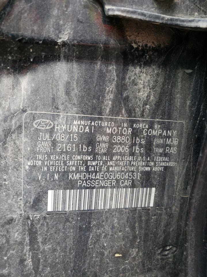 2016 Hyundai Elantra VIN KMHDH4AE0GU604531 Copart auction photo, front end damage thumbnail 12