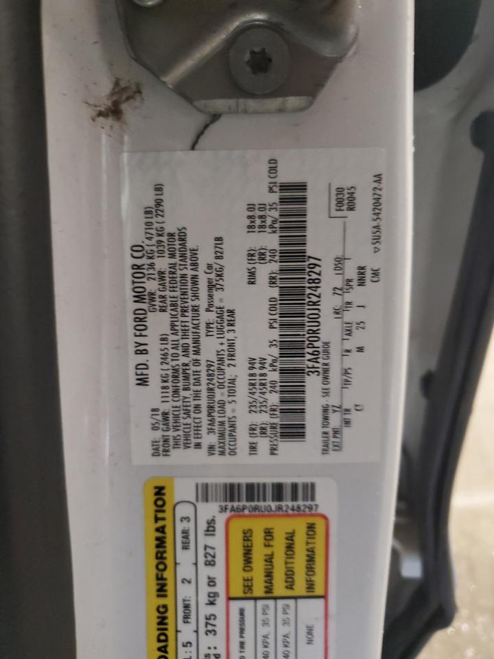 2018 Ford Fusion VIN 3FA6P0RU0JR248297 Copart auction photo, side damage thumbnail 12