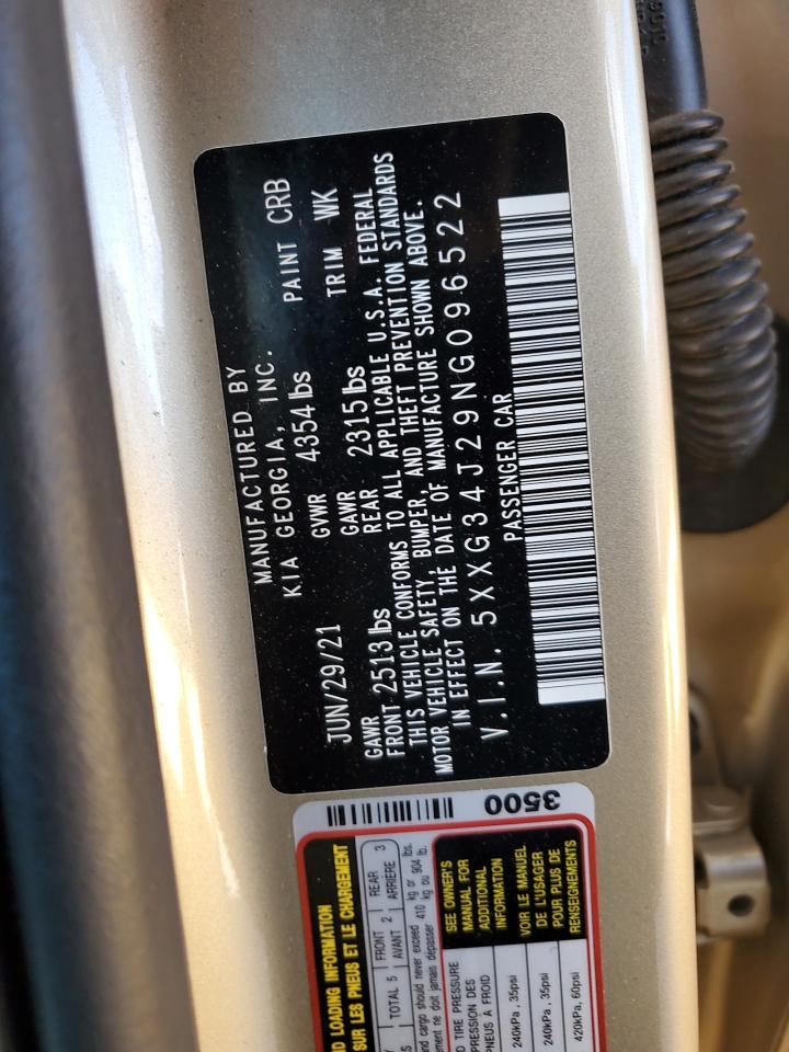 2022 KIA K5 VIN 5XXG34J29NG096522 Copart auction photo, side damage thumbnail 12