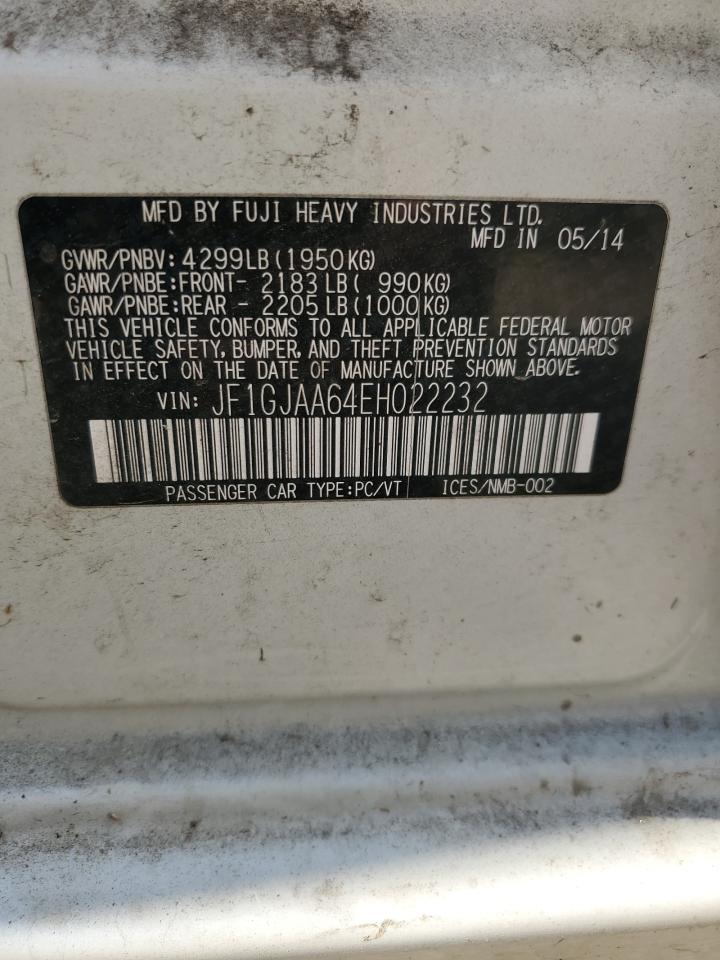 2014 Subaru Impreza VIN JF1GJAA64EH022232 Copart auction photo, front end damage thumbnail 13