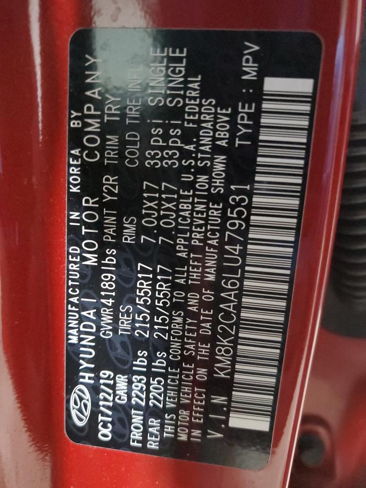 2020 Hyundai Kona VIN KM8K2CAA6LU479531 Copart auction photo, all over damage thumbnail 14