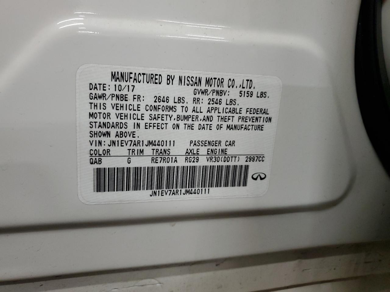 2018 Infiniti Q50 VIN JN1EV7AR1JM440111 Copart auction photo, front end damage thumbnail 13
