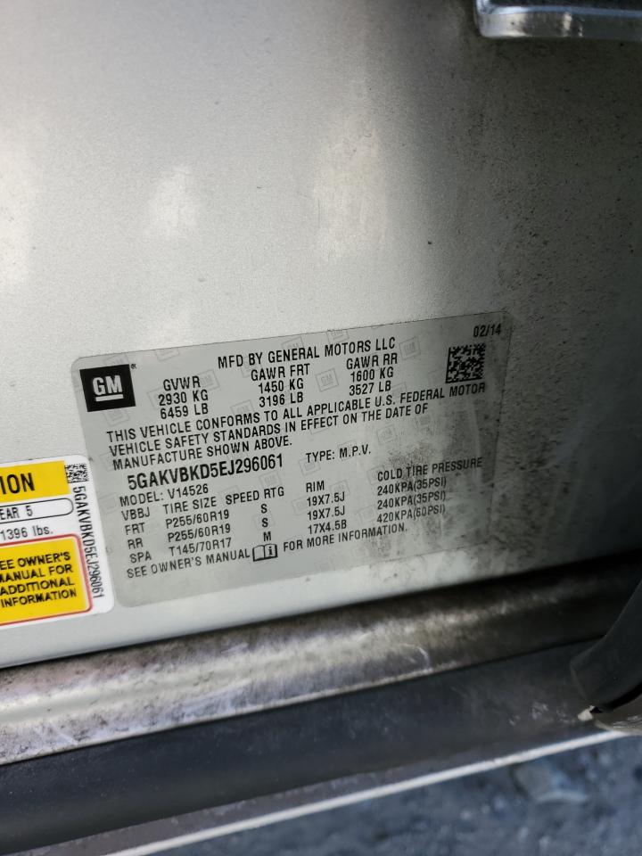 2014 Buick Enclave VIN 5GAKVBKD5EJ296061 Copart auction photo, front end / side damage thumbnail 15