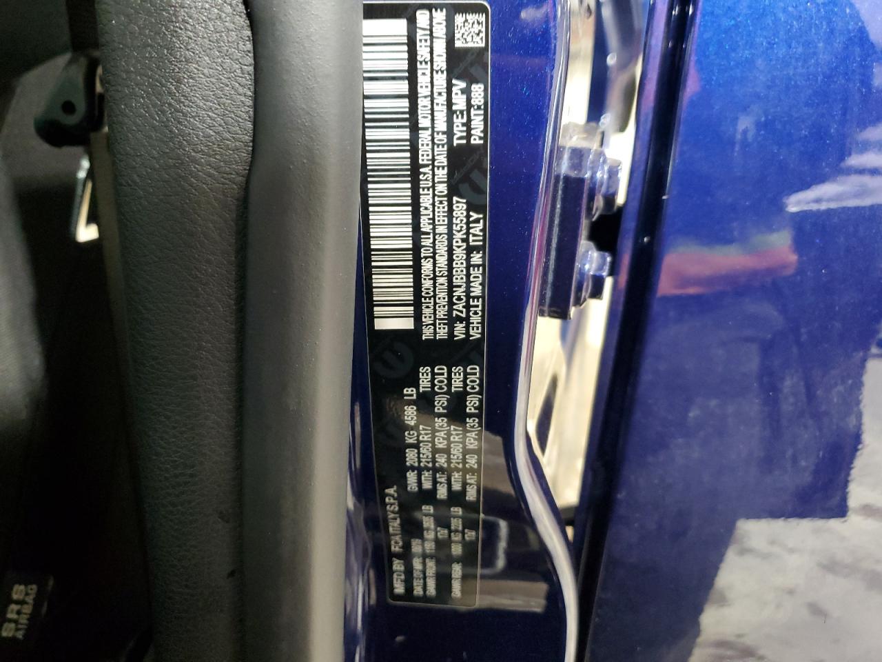 2019 Jeep Renegade VIN ZACNJBBB9KPK55897 Copart auction photo, side / front end damage thumbnail 13