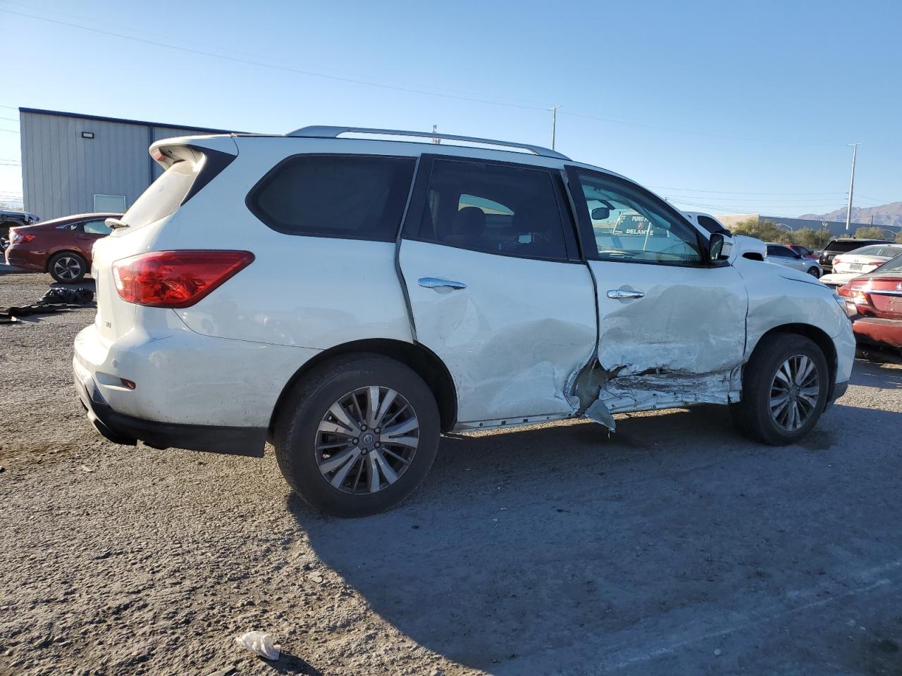 2018 Nissan Pathfinder VIN 5N1DR2MN6JC634031 Copart auction photo, side damage thumbnail 3