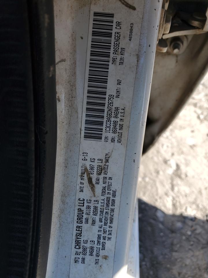 2013 Chrysler 200 VIN 1C3CCBAG6DN726759 Copart auction photo, all over damage thumbnail 13
