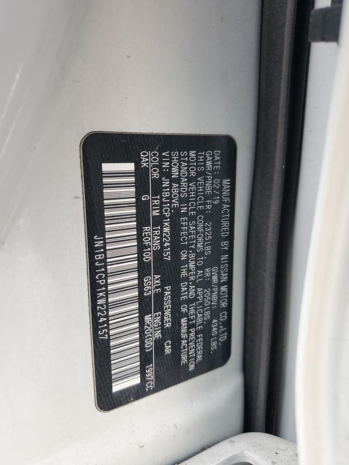 2019 Nissan Rogue VIN JN1BJ1CP1KW224157 Copart auction photo, front end damage thumbnail 14