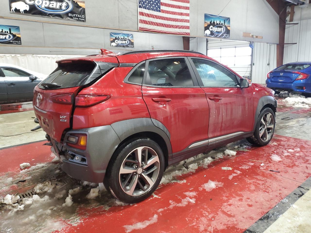 2020 Hyundai Kona VIN KM8K5CA5XLU424770 Copart auction photo, front end / rear end damage thumbnail 3