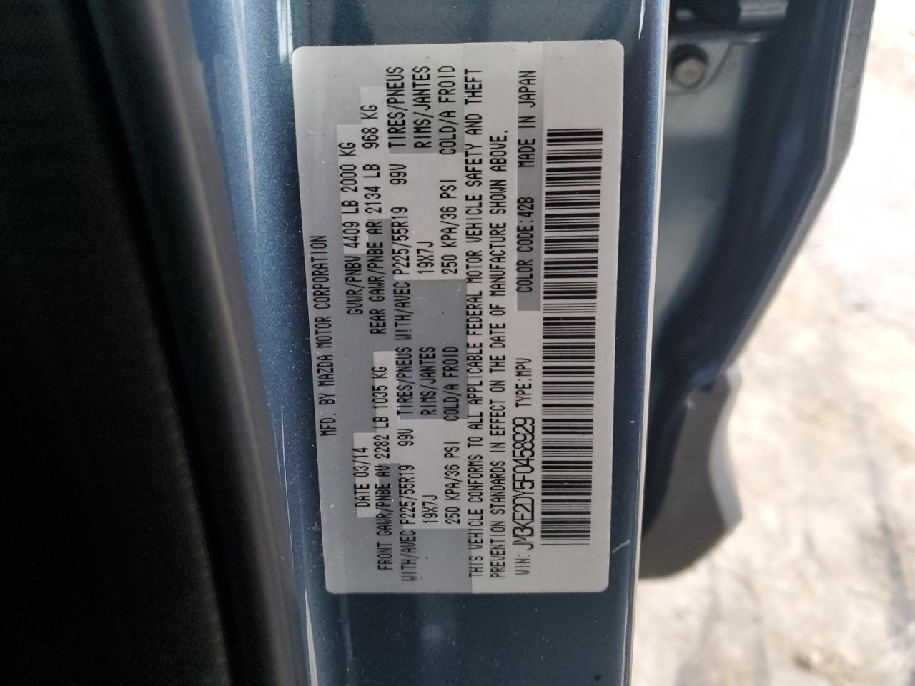 2015 Mazda CX-5 VIN JM3KE2DY5F0458929 Copart auction photo, front end damage thumbnail 12
