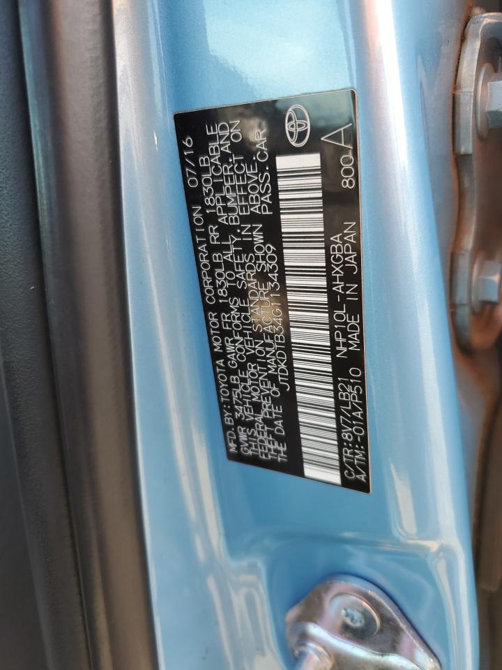 2016 Toyota Prius VIN JTDKDTB34G1134309 Copart auction photo, front end damage thumbnail 14
