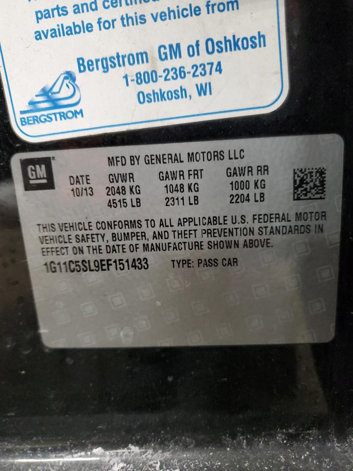 2014 Chevrolet Malibu VIN 1G11C5SL9EF151433 Copart auction photo, rear end damage thumbnail 12