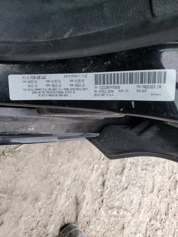 2015 Chrysler 200 VIN 1C3CCCBB7FN750936 Copart auction photo, front end / undercarriage damage thumbnail 14