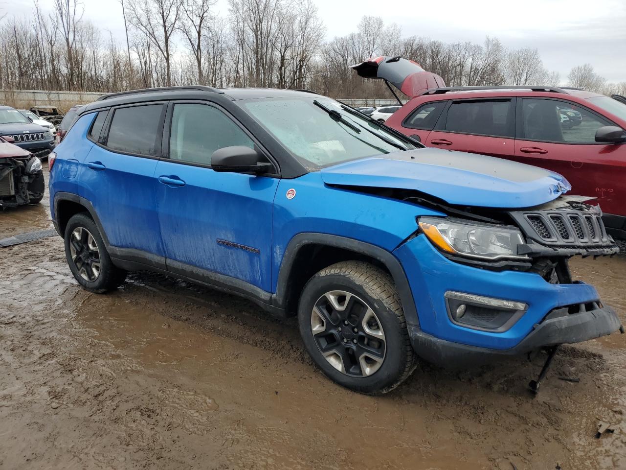 2018 Jeep Compass VIN 3C4NJDDB6JT356298 Copart auction photo, front end / side damage thumbnail 4