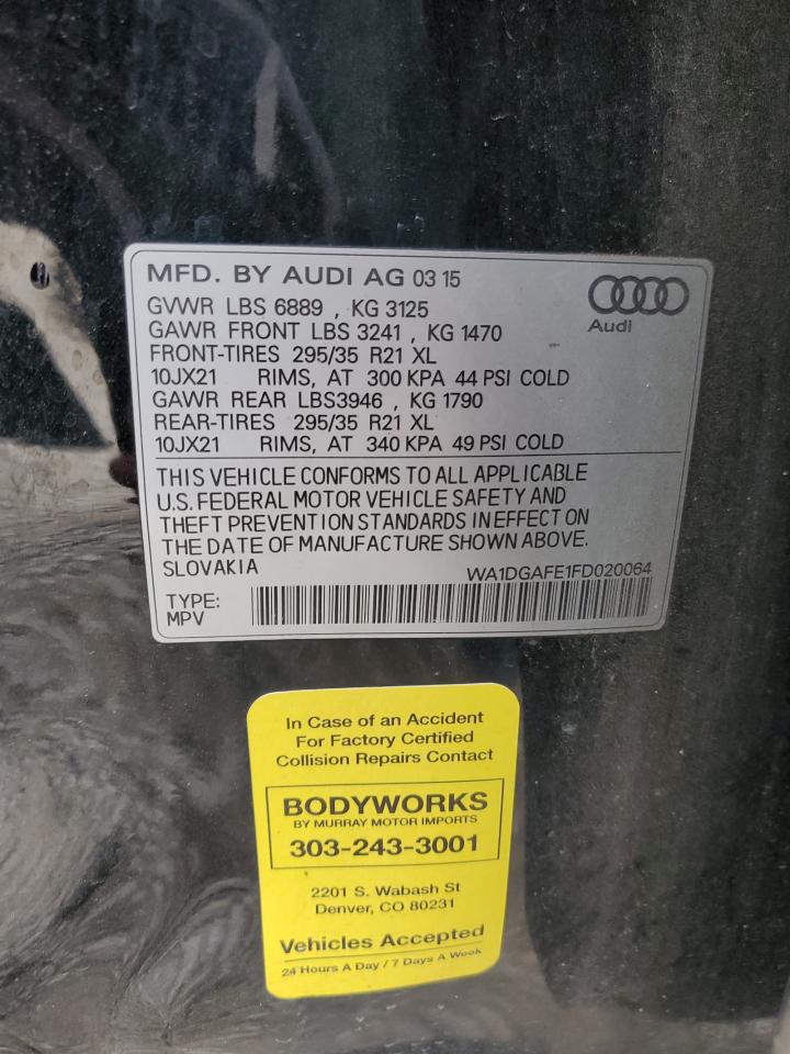 2015 Audi Q7 VIN WA1DGAFE1FD020064 Copart auction photo, side damage thumbnail 13