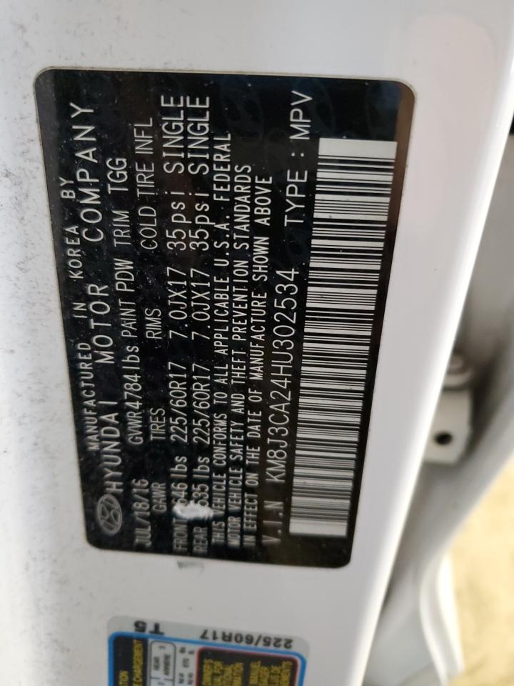 2017 Hyundai Tucson VIN KM8J3CA24HU302534 Copart auction photo, front end damage thumbnail 13