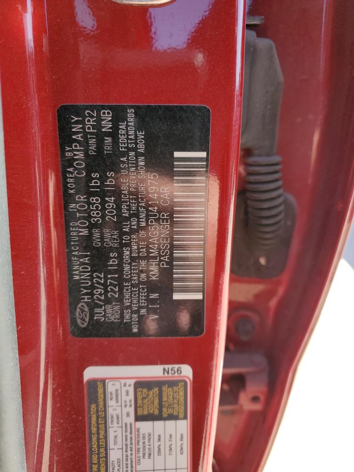 2023 Hyundai Elantra VIN KMHLM4AG5PU414975 Copart auction photo, front end / side damage thumbnail 13