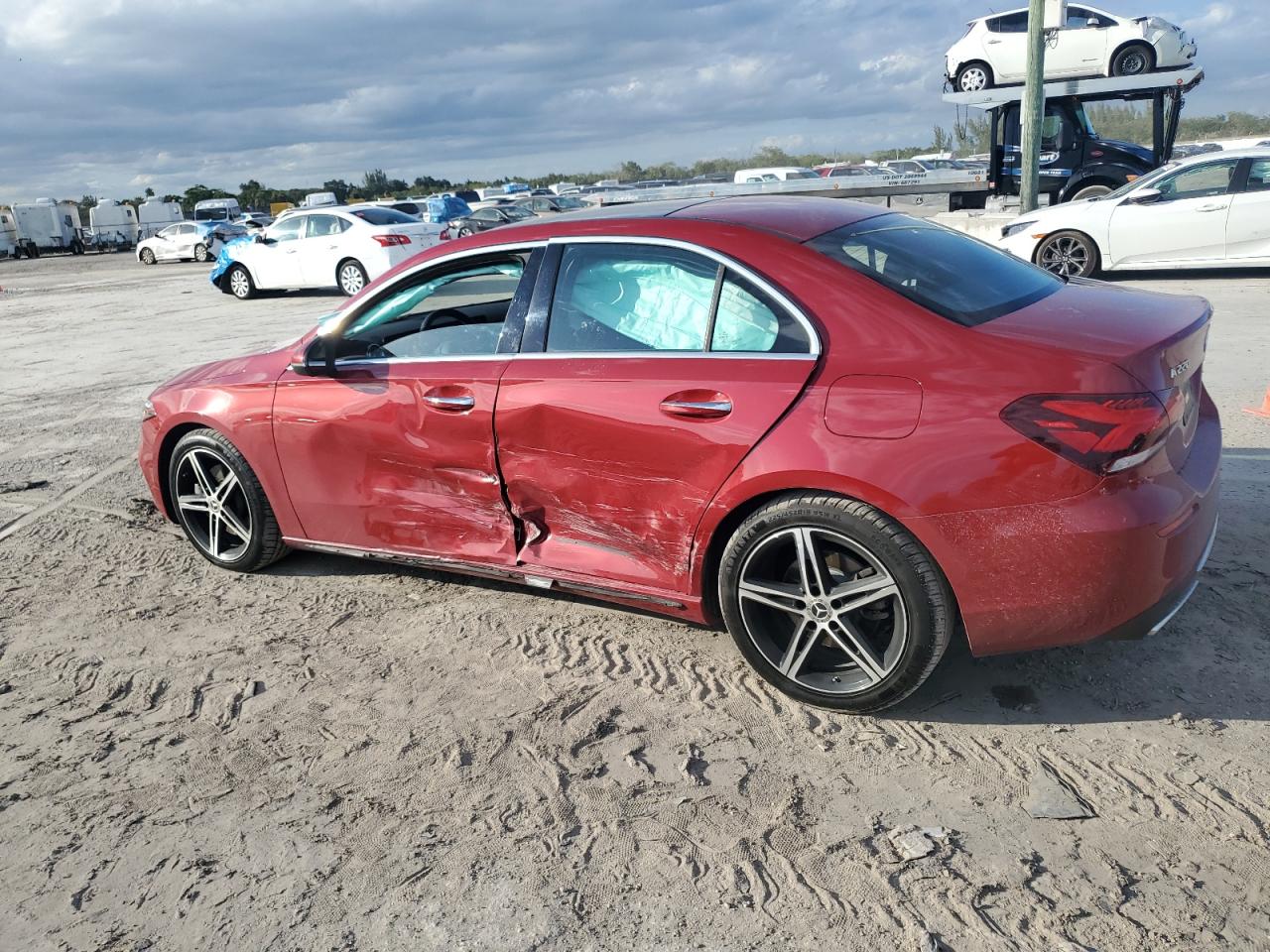 2021 Mercedes-Benz A-klasse VIN W1K3G4EB9MJ290710 Copart auction photo, side / rear end damage thumbnail 2