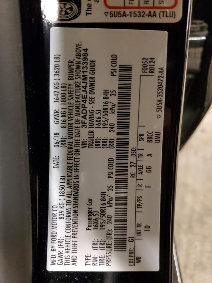 2018 Ford Fiesta VIN 3FADP4EJ4JM133984 Copart auction photo, front end / side damage thumbnail 12