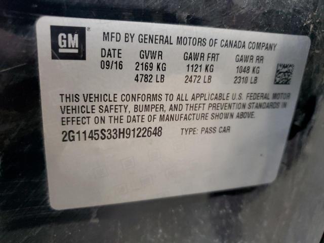 2017 Chevrolet Impala VIN 2G1145S33H9122648 Copart auction photo, water/flood / front end damage thumbnail 12