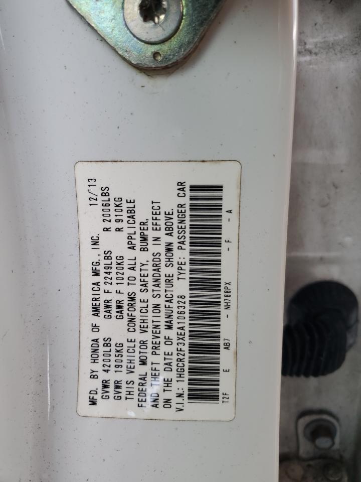 2014 Honda Accord VIN 1HGCR2F3XEA106328 Copart auction photo, rear end damage thumbnail 12