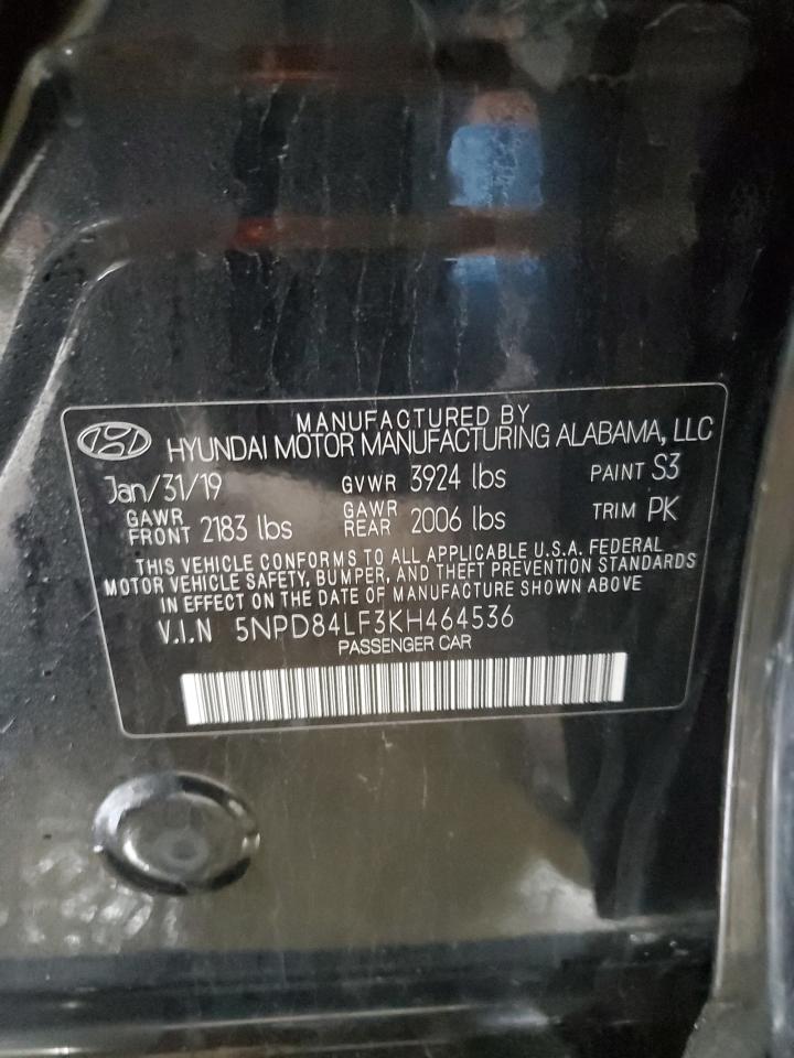 2019 Hyundai Elantra VIN 5NPD84LF3KH464536 Copart auction photo, front end damage thumbnail 12