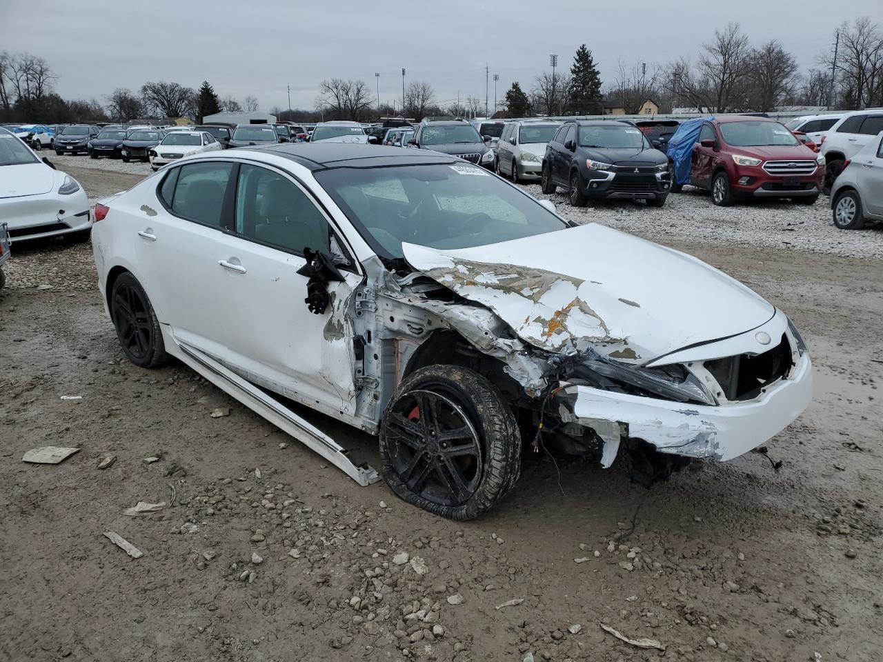 2013 KIA Optima VIN 5XXGR4A60DG218426 Copart auction photo, front end / side damage thumbnail 4