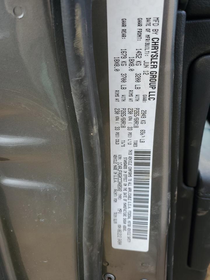 2012 Jeep Grand Cherokee VIN 1C4RJFAG0CC348502 Copart auction photo, front end / minor dent/scratches damage thumbnail 13