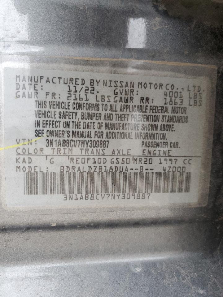 2022 Nissan Sentra VIN 3N1AB8CV7NY309887 Copart auction photo, hail damage thumbnail 12