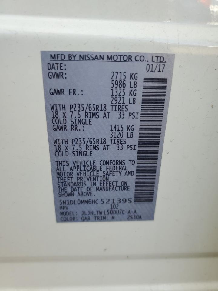 2017 Infiniti QX60 VIN 5N1DL0MM6HC521395 Copart auction photo, front end damage thumbnail 13