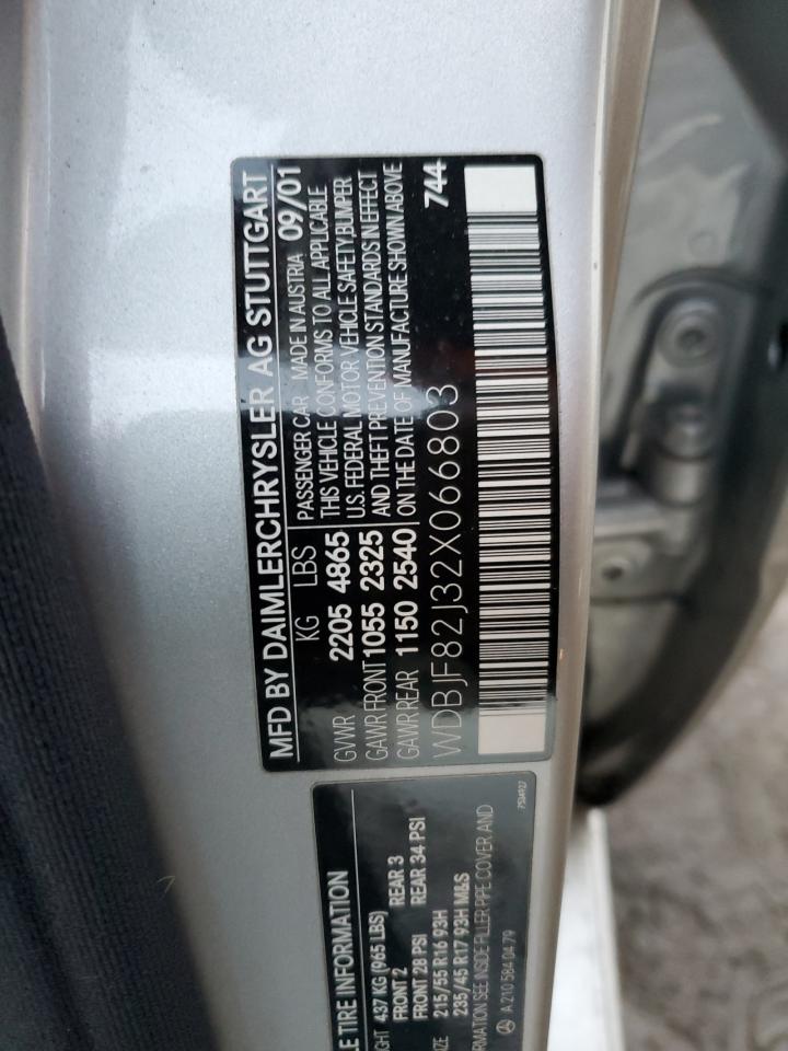 2002 Mercedes-Benz E-klasse VIN WDBJF82J32X066803 Copart auction photo, front end damage thumbnail 12