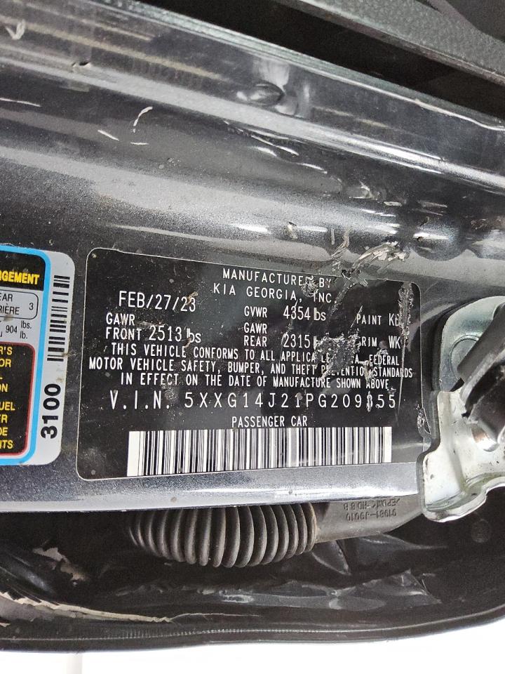 2023 KIA K5 VIN 5XXG14J21PG209355 Copart auction photo, front end / side damage thumbnail 13