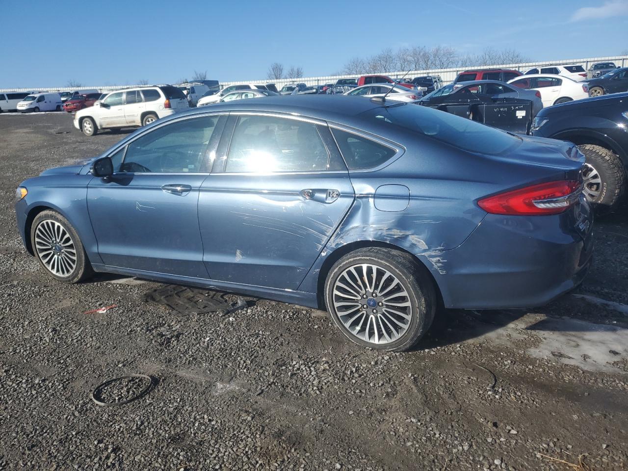 2018 Ford Fusion VIN 3FA6P0T94JR108483 Copart auction photo, side / rear end damage thumbnail 2