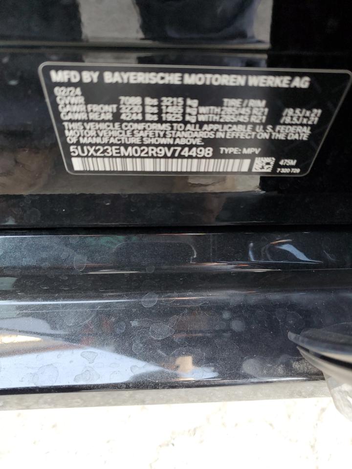 2024 BMW X7 VIN 5UX23EM02R9V74498 Copart auction photo, rear end damage thumbnail 14