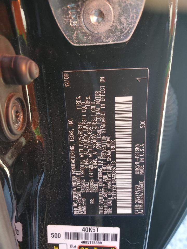 2010 Toyota Tundra VIN 5TFEY5F18AX086713 Copart auction photo, mechanical / minor dent/scratches damage thumbnail 12