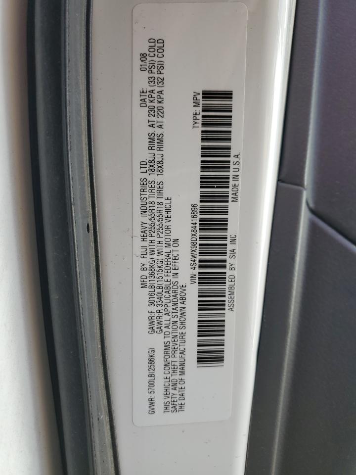 2008 Subaru Tribeca VIN 4S4WX98DX84416896 Copart auction photo, front end damage thumbnail 15