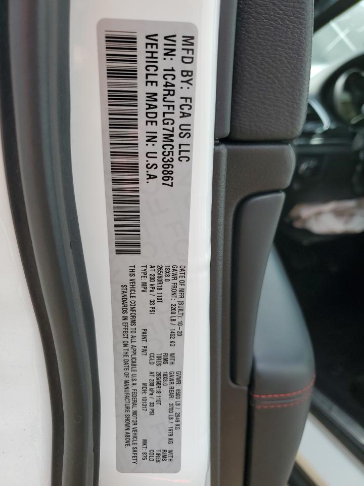 2021 Jeep Grand Cherokee VIN 1C4RJFLG7MC536867 Copart auction photo, front end damage thumbnail 13