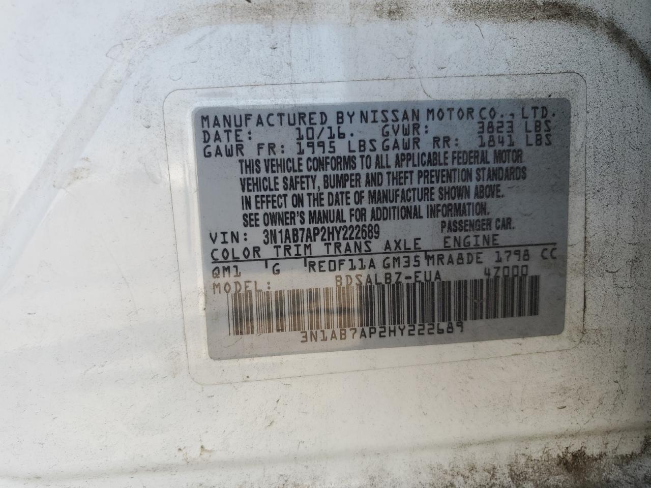 2017 Nissan Sentra VIN 3N1AB7AP2HY222689 Copart auction photo, front end damage thumbnail 15