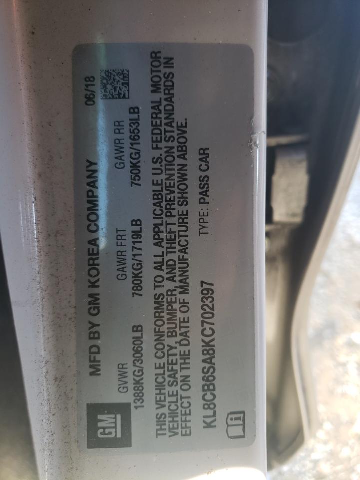 2019 Chevrolet Spark VIN KL8CB6SA8KC702397 Copart auction photo, front end / side damage thumbnail 14