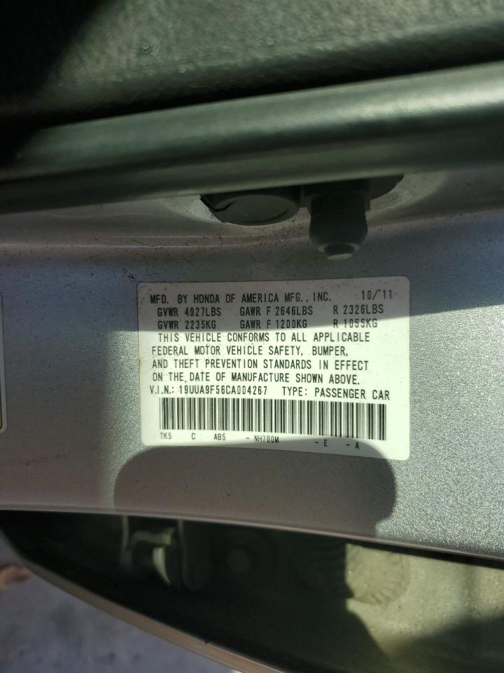 2012 Acura TL VIN 19UUA9F56CA004267 Copart auction photo, side / undercarriage damage thumbnail 12