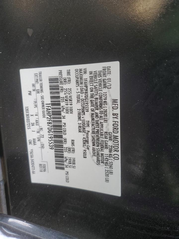 2013 Ford Taurus VIN 1FAHP2F87DG195539 Copart auction photo, front end damage thumbnail 14