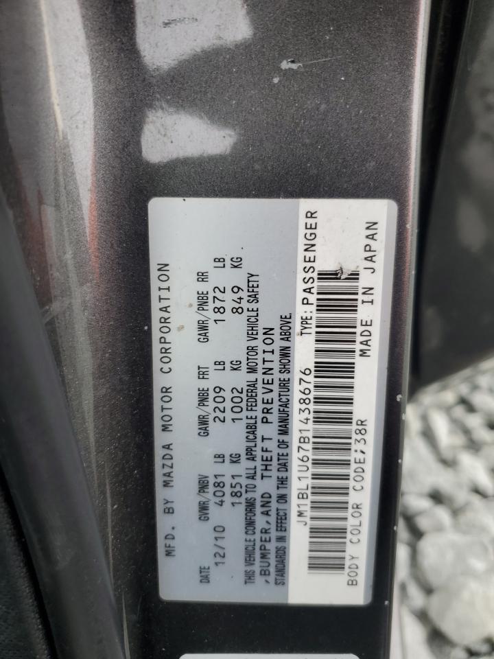 2011 Mazda 3 VIN JM1BL1U67B1438676 Copart auction photo, water/flood damage thumbnail 12