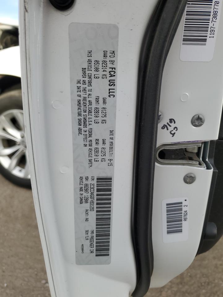2015 Chrysler 300 VIN 2C3CCAAG6FH931293 Copart auction photo, front end damage thumbnail 14
