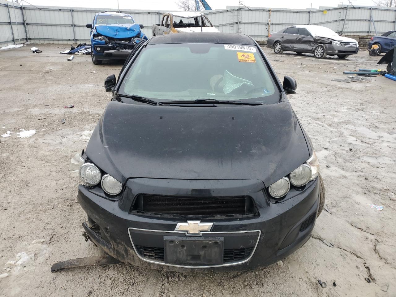 2013 Chevrolet Sonic VIN 1G1JC6SB7D4240621 Copart auction photo, front end / side damage thumbnail 5