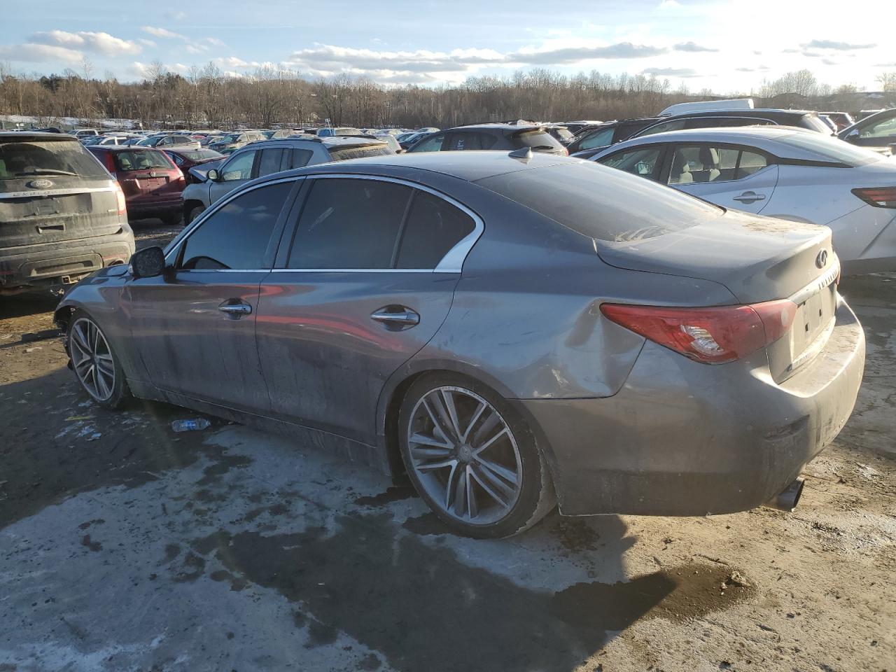 2014 Infiniti Q50 VIN JN1BV7AP4EM684441 Copart auction photo, front end damage thumbnail 2