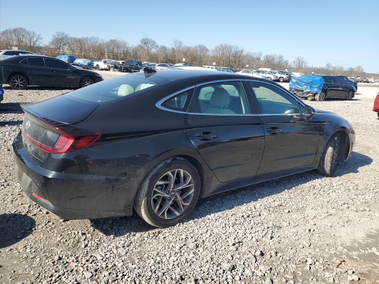 2021 Hyundai Sonata VIN KMHL64JA3MA145670 Copart auction photo, side / rear end damage thumbnail 3
