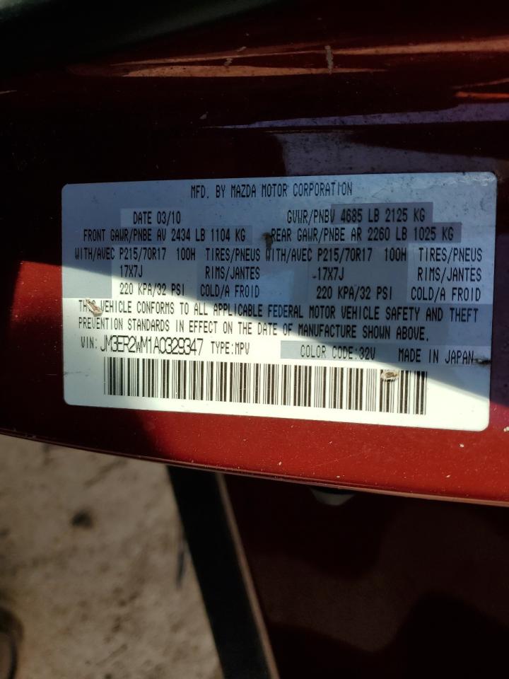 2010 Mazda CX-7 VIN JM3ER2WM1A0329347 Copart auction photo, front end damage thumbnail 13